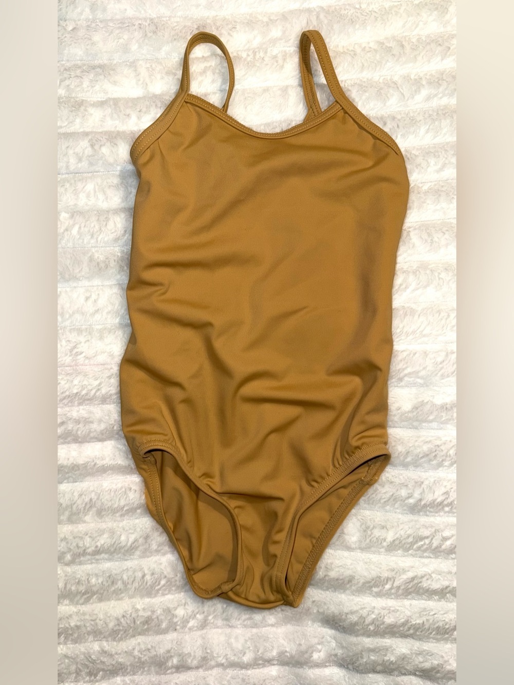 Balera classic camisole leotard in a rich ochre/mustard tone, girls size XS